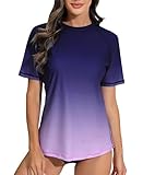 Halcurt UV Shirt Damen Rash Guard Kurzarm UPF 50+ UV Schutz Schwimmshirt Schnell Trocknender...