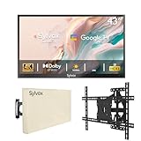 SYLVOX Outdoor TV mit Wandhalterung, 43 Zoll Smart TV wasserdichte Outdoor Fernseher, 4K Fernseher...