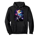 Space Katzen heulen zum Mond Weltall Pullover Hoodie