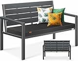 KESSER® Gartenbank mit Kissen – Sitzbank Wetterfest 2-Sitzer Parkbank in Holzoptik Balkonbank...