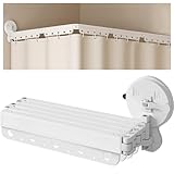 EHERDM Wandmontierte, faltbare Duschvorhangstange, stanzfreie Saugnäpfe, 360° faltbar,...