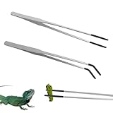 Prasacco 2 Stück Aquarium Pinzette Set, 27 cm Lange Pinzette aus Edelstahl Reptilien Futterpinzette...