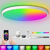 Heyseven LED Deckenleuchte Dimmbar, Alexa Deckenlampe mit Fernbedienung, 24W 2400LM RGB Farbwechsel...