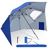 Herrselsam Sonnenschirm Strandmuschel | Robuster 2IN1 Schirm für Strand Garten | Sonnencreme...