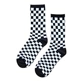 Facynde Classics Herren Socken Classic Check Crew Socken Tennissocken Schwarz Lange Baumwollsocken...