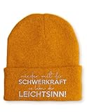 tshirtladen Strickmütze nieder mit der Schwerkraft es lebe der Leichtsinn! Mütze Wintermütze...