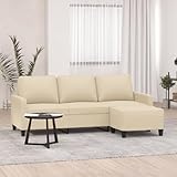 Owoxanthellate 3-Sitzer Creme Sofa mit Hocker 198 cm Breit, Modernes Design aus Polyester &...