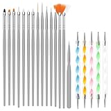 URAQT 20 Stück Nagel Pinsel Set, Nagel Pinsel, Nageldesign-Stifte Brush, Acryl Nagel Kunst Pinsel...