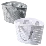 DIKACA 2 Stück Plastik Wäschekorb mit Griff Leicht Tragbarer Aufbewahrungskorb mit Hohlem Design...