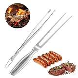 Fleischgabel+Grillzange Edelstahl, Fleischgabel Edelstahl 27CM, Küchenzange 30CM, Gabeln,...