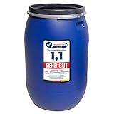 plasteo® 220 Liter Weithalsfass mit Deckel und Spannring, Lebensmittelecht BPA-Frei, Futtertonne...