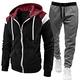 Generisch Jogginganzug Herren Baggy Jogging Anzug, Set 2-Teilig Trainingsanzug Sportanzug...