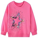 FILOWA Sweatshirt Kinder Mädchen Sterne Pailletten Bedruckt Rosenrot Herbstpullover Kinder...