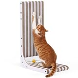 FUKUMARU Kratzbrett Katzen, 68 cm hohe L-förmige Kratzpappe mit Stripe-Muster, widerstandsfähig...