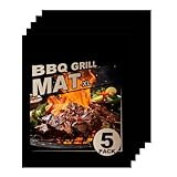 BBQ Grillmatte für Gasgrill 5 Stück, Backmatte Grillmatten für Holzkohle, BBQ Grillmatte...