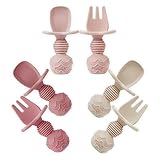 PandaEar 6er Pack Silikon Babylöffel und Gabel Baby Besteck Set - Lernlöffel Baby Selbst Essen...