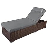 RS Trade Sonnenliege Verona High Braun/Grau - Outdoor Liege mit beständigem Poly-Rattan-Geflecht -...