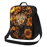 RLDOBOFE Isolierte Lunchtasche für Damen, wiederverwendbare Lunchbox für Erwachsene, Leoparden-...