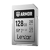 Lexar Armor Silver PRO SD Karte 128GB, UHS-II SD Speicherkarte, Edelstahl, C10, U3, V60, 6K...