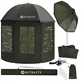 Generisch Angelzelt Schirmzelt mit Seitenwand Regenschirm Wasserdicht für Angeln, 220 cm Höhe, 240...