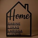 Familiennamensschild mit Haus-Motiv – Acryl Türschild mit „Home“-Aufschrift –...