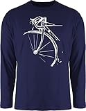Langarmshirt Herren Langarm Shirt - Fahrrad Bekleidung Radsport - Fahrrad Vintage Effekt - XL - Navy...