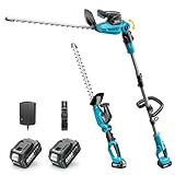 SEESII 2-in-1 Teleskop Heckenschere Akku : Elektrische Heckenschere mit 53 cm Doppelklinge,...