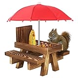 Eichhörnchen Futterhaus Wetterfest Picknicktisch Holz -Futtertisch Mit Regenschirm...