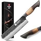 XINZUO Damaststahl 18cm Nakirimesser Hammerfinish Küchenmesser -Scharfe Klinge Profi Geschmiedet...