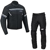 BOSmoto Sommer Motorrad Textil Kombi, Herren 2-Teiler Jacke und Hose, Schwarz, S