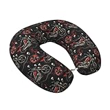 Totenkopf-Motorrad-Nackenkissen mit coolem Druck, Reise-Nackenkissen für Flugzeuge,...