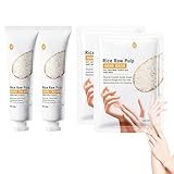 2PC Reis-Handcreme+2PC Handmaske, Feuchtigkeitscreme für Trockene, Hand Cream, Pflegen und...