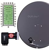 DUR-line MDA 80 Anthrazit - Digitale 16 Teilnehmer Satellitenschüssel Komplett-Anlage mit premium...