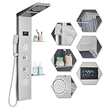 HARNART Duschpaneel Paneel mit Armatur 4 Wasserausgabemodi Gebürstet LED Duschpaneel mit ℃...
