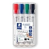 STAEDTLER Whiteboard-Marker Lumocolor, Rundspitze ca. 2 mm Linienbreite, Set mit 4 Farben, hohe...