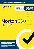 Norton 360 Deluxe, 2023 Ready, Antivirus-Software für 5 Geräte mit automatischer Erneuerung –...