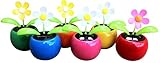 GW Handels UG Solarblume, Wackelblume 4er-Set Verschiedene Motiv Blume mit farbigen Top