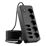 3M Mehrfachsteckdosenleiste mit 5 USB-C+1 USB-A,9-Fach Steckdose,Überspannungsschutz und...