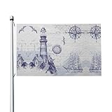 Urlaub Segelboot Kompass Flagge 0,9 x 1,5 m mit Öse dekorative Flagge Terrasse Veranda Rasen...