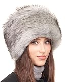 Futrzane Classic Kosakenmütze - Fellmütze Damen Winter - Pelz Russische Mütze (M, Silber Classic)