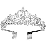 alladaga Hochzeit Tiara Krone Kristall Strass Braut Prinzessin Tiara mit Kamm für Hochzeit Prom...