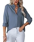 Homlan Damen Bluse V-Ausschnitt Hemd Langarm Elegant Lässige Oberteile Knopfleiste Hemdbluse Arbeit...