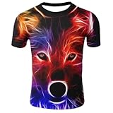 XKYDYF Herren 3D Druck T-Shirt Sommer Männer Und Frauen Raffinierte 3D-Druck Tier Wolf Übergroßes...
