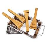 Steuber Premium Line 2er Set Edelstahl Grillpfännchen mit 4 Holzschaber, 18 x 12,5 x 2 cm, Ersatz...