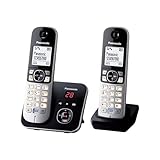 Panasonic KX-TG6822GB DECT Schnurlostelefon mit Anrufbeantworter (strahlungsarm, Eco-Modus, GAP...