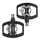 ROCKBROS Fahrradpedale Doppelfunktion, Klickpedale SPD und Flat Pedale rutschfeste, Klampen-Set...