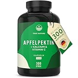 Apfelpektin - 300 Kapseln & 3.000mg pro Tag | + Calcium & Vitamin C | Reich an Ballaststoffen |...
