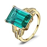 JewelryPalace 5.9ct Smaragdschliff Simulierter Smaragd Ring Damen Gold, Grün Schmuck Set,...