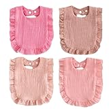 PandaEar Baby-Lätzchen für Kleinkinder, BPA-frei, wasserdicht, verstellbar, Rosa, 4 Stück,...