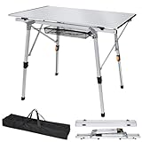 PEILU Aluminium Campingtisch Faltbar 45-68cm Höhenverstellbar Klapptisch mit Tragetasche &...